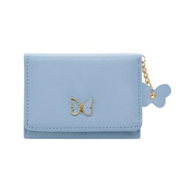 YAMEIZE Cute Wallet for Women Small Butterfly Pu Leather Credit Card Holder with ID Window for Ladies Girls (Blue)