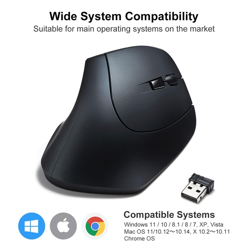 SANWA 2.4G Wireless Ergonomic Mouse, Optical Vertical Computer Mice, Silent