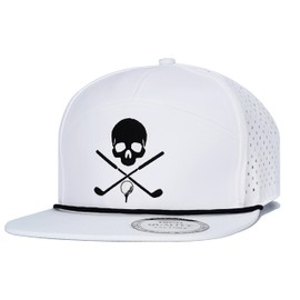 Funny Golf Hats Flat Bill for Men Women,Golf Gifts Skull Baseball Cap for Adults Humor,White 1
