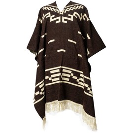 Handmade Alpaca Wool Poncho for Men, Western Andean Design, Thick, Soft and Warm, Artisan Made in Ecuador, Inspired by Clint Eastwood