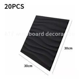 Atf Paneles Decorativos 3d Negro 30x30cm 20 Piezas Con Cinta