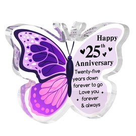 Silver Wedding Anniversary Unique Gifts, 25th Anniversary Wedding Gifts for Couple, Silver Anniversary Romantic Gifts for Husband Wife, 25th Wedding Anniversary Decorations, Acrylic Plaque