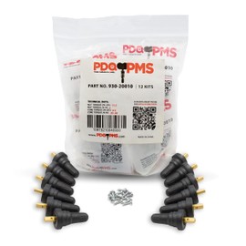 Wheel Accessories Parts PDQ Brand TPMS - Kit de servicio de sensor OEM de 12 piezas, vástago de válvula de goma corto compatible con Schrader 20008 compatible con GM 2006+ Ford 2009+ Subaru 2004+ Chrysler 2005+ Dodge 2005+ Jeep 2005+