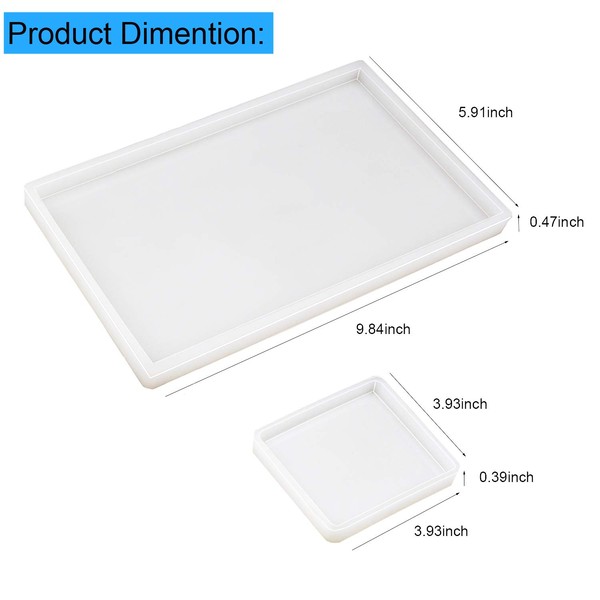 RESINWORLD Resin Tray Mold, 1Pc Thick Rectangle Tray Mold with