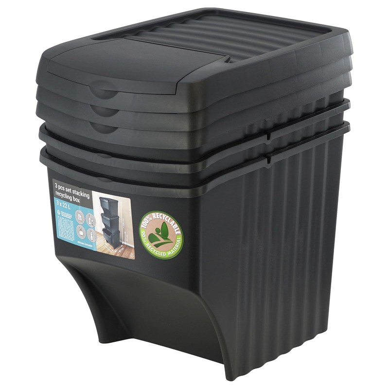 GEEZY 22L Grey Open Fronted Set Of 3 Large Stackable