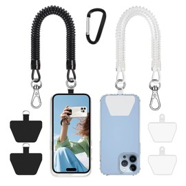 Doormoon Phone Lanyard Tether with 4 Patch, Cell Phone Lanyard with 2* Phone Tether, 4* Patch for Outdoor Hiking Climbing, BlackClear
