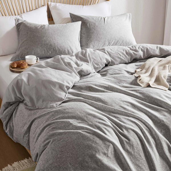 Hyde Lane Linen Duvet Cover Set Queen Size, 3Pcs Textured