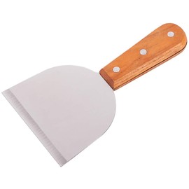 lasenersm 1 Piece 7.48 inch Grill Scraper BBQ Grill Scraper Stainless Steel Slant Edge Grill Scraper Kitchen Cooking Steak Fried Shovel Pancake Flipper with Wooden Handle