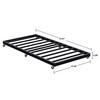 Lutown-Teen Twin Trundle Bed Frame with Metal Slats, Roll-Out Design,