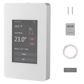 VEVOR 7-Day Programmable Thermostat, Home Thermostats for Radiant Underfloor Heating Cable,Heat Pump with GFCI & Sensitive Sensor,TFT Color Display Touchscreen,Efficient,Gray-White (Without WiFi)
