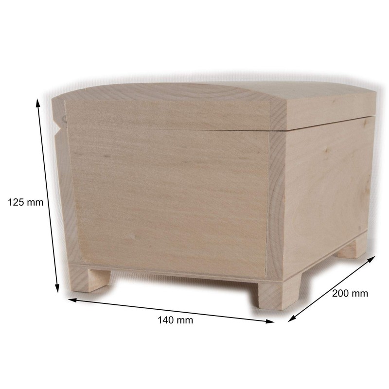 Wooden Storage Chest with Curved Hinged Lid | 20 x