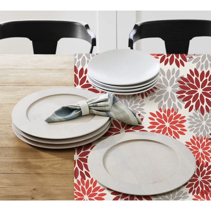 Artoid Mode Table Linen, Flowers, Red Dahlia, Summer, Seasonal, Kitchen