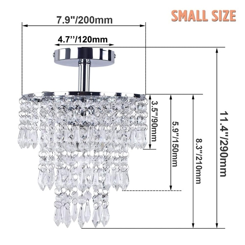 FRIXCHUR Modern Crystal Chandelier Ceiling Light Fitting Hallway Lights Ceiling