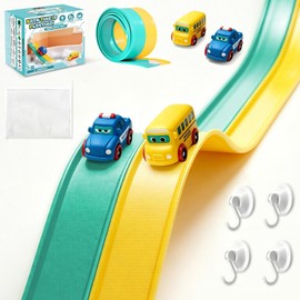 Baby Bath Toy, Flexible Marble Run Bath Toy with 2 Cars, Bath Toy, Suction Cups, Bath Toy, Racing Car, Water Toy, Bathtub, Gift for Boys and Girls from 3 +