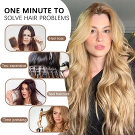 Clip in Hair Extensions Synthetic 4PCS Long Wavy Hair Extensions Thick Full Head Hairpiece 20 Inch Honey Blonde Mixed Bleach Blonde Hair Highlights for Women