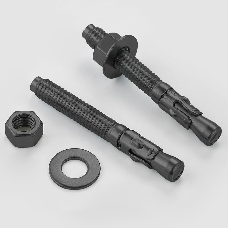 Wensilon 10Pcs 1/4x3 Inch Standard Fasteners for Heavy-Duty Black Wedge