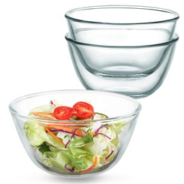 WHJY 3 Pack of Glass Cereal Bowls 7 Inches Glass Mixing Bowls for Kitchen Clear Glass Serving Bowls for Salad Pasta Soup Cereal