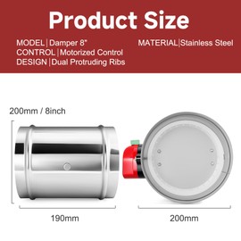 Aulmscn 8" Motorized Duct Damper,Adjustable Volume Damper, Stainless Steel Backdraft Damper Airflow Control for HVAC Ventilation System,AC 24V (8inch)