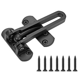 Tidorlou Door Lock Latch for Home & Hotel Security,Brushed Finish Stainless Steel Door Chain Lock,U-Swing Locks Front Door Locks for Kids (Black)