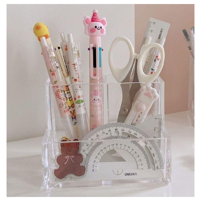 Plus Nao Pen Holder, Acrylic, Transparent, Clear Pen Stand, Pencil
