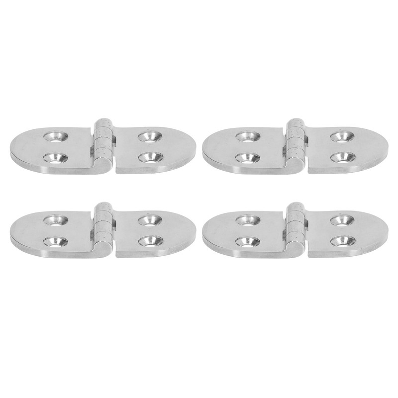 4PCS Door Hinge Silver 4 Holes 316 Stainless Steel Oval