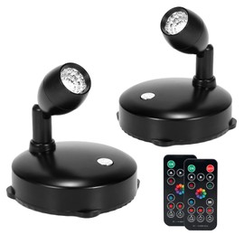 Cordless Spotlight Battery Operated, RGB Uplights with Remote and Timer, LED Indoor Plant Light, Dimmable Tree Accent Lighting, Color Changing Wall Lights for Art Painting Picture Dartboard