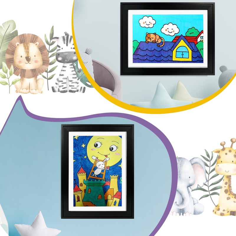 JAMAT HOME Picture Frame for Children's Drawings, A4 Frame Hinged