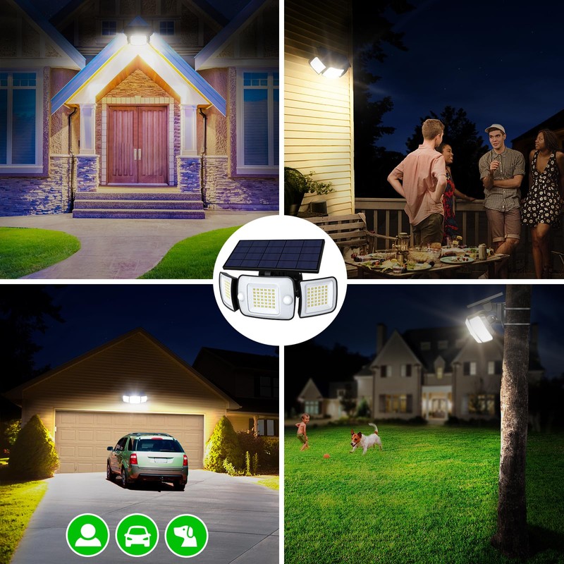 intelamp Solar Security Lights Motion Sensor LED Solar Lights Outdoor