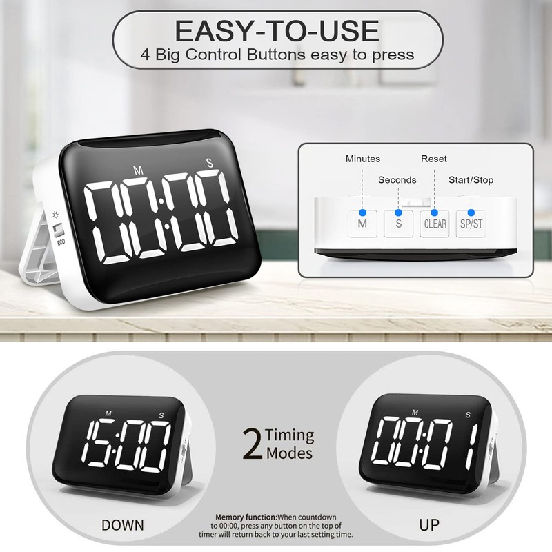 Oidnvay Digital Kitchen - Magnetic Countdown Count Up with LED