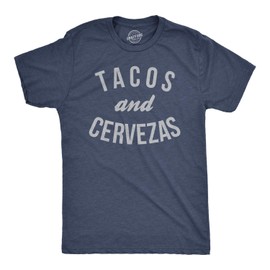 Mens Tacos and Cervezas Tee Taco Tuesday Cinco De Mayo Foodie Funny Drinking T Shirt for Vacation Beach Week Apparel Humor Graphic Novelty Top Heather Navy 3XL
