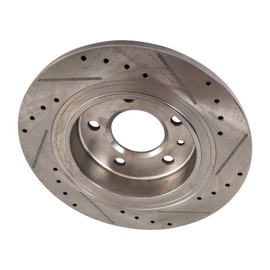 KarParts360 For Chevy Equinox 2018 2019 Brake Disc Driver Or Passenger Side | Rear | Single Piece | Natural | Cross-drilled and Slotted | 11.34 Inches OD Diameter | Solid | 5 Lugs | 12162145, 41348