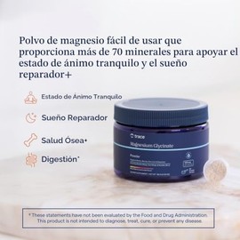 Trace Minerals-  Polvo de glicinato de magnesio  120 mg  Mezcla de bebida de limonada de bayas con sabor natural  30 días
