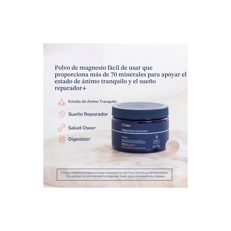Trace Minerals- Polvo de glicinato de magnesio 120 mg Mezcla