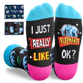 HAPPYPOP Elephant Gift Ideas Socks - Funny Elephant Lovers Gifts for Women Men, Elephant Stuff Christmas Stocking Stuffers for Teen Girls Boys, Animal Socks
