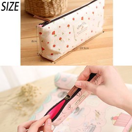MINGZE 4pcs Pencil Holder, Canvas Pen Pencil Case, Stationery Pouch Cosmetic Bags Fresh Floral Pattern(Flower)
