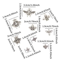 Honbay 100g(About 81pcs) Antique Silver Tone Bee Honeybee Charms Pendants, DIY Craft Jewelry Making Accessory