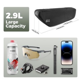 ROCKBROS Bike Frame Bag 2.9L Large Capacity Bike Storage Bag Waterproof Under Top Tube Bike Bag，Narrow Edge Bike Pouch for Mountain & Road Bike