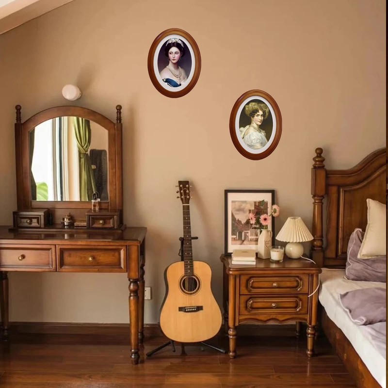 GRRONZEE 2 Pack Oval Picture Frame 5x7 Brown Oval Photo