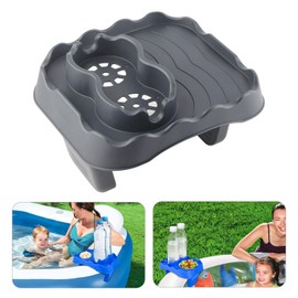 Ausla Non Slip Hot Tub Table Tray with Drain Holes for Swimming Pools SPA Bathtub Clip Design Convenient Snacking and Drinks (Grey)