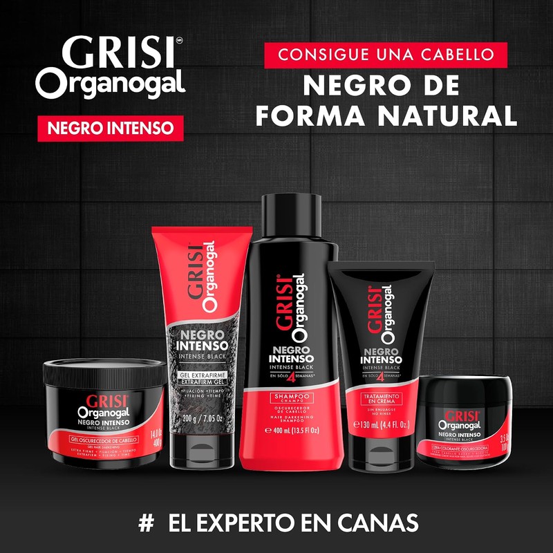 Organogal Grisi, Gel Extra Firme Negro Intenso, 400 gramos (Paquete