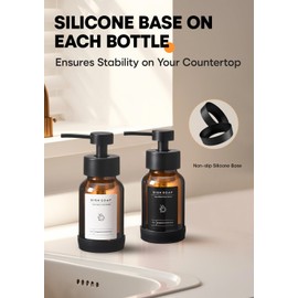 Foaming Soap Dispenser Set, Glass Foam Soap Dispenser with Plastic Pump, 8.5oz Empty Refillable Glass Bottle for Liquid Soap - Kitchen, Bathroom, Commercial