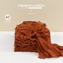 Terracotta Gauze Cheesecloth Napkins Set of 42,Wrinkled Rustic Boho Dinner Napkins Bulk 20 x 20 Inch Soft Cotton Decorative Table Napkins for Wedding/Dinner/Family Everyday Use/Parties(Terracotta)