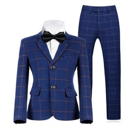 Boys Suit for Kids Tuxedo Plaid Suits for Wedding Toddler Boy 5 Pieces Formal Dresswear Set Size 2