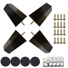 Ruolin Wooden Sofa Feet, Pack of 4, 6 cm / 10 cm / 15 cm Replacement Furniture Feet, Black with Screws and Felt Gliders for Sofa, Bed, Cabinet, Couch, Ottoman