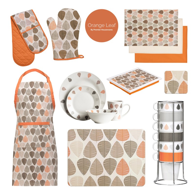 Premier Housewares 1203607 Orange Leaf Coasters - Set of 4,