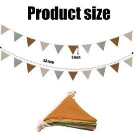 Fabric Bunting, 10 Pcs 2.6m / 8.53ft Children Bunting Fabric, Double-Sided Triangle Nursery Bunting, Suitable For Decoratiing Garden, Wedding, Birthday, Bedroom, St. David's Day (Morandi Green)