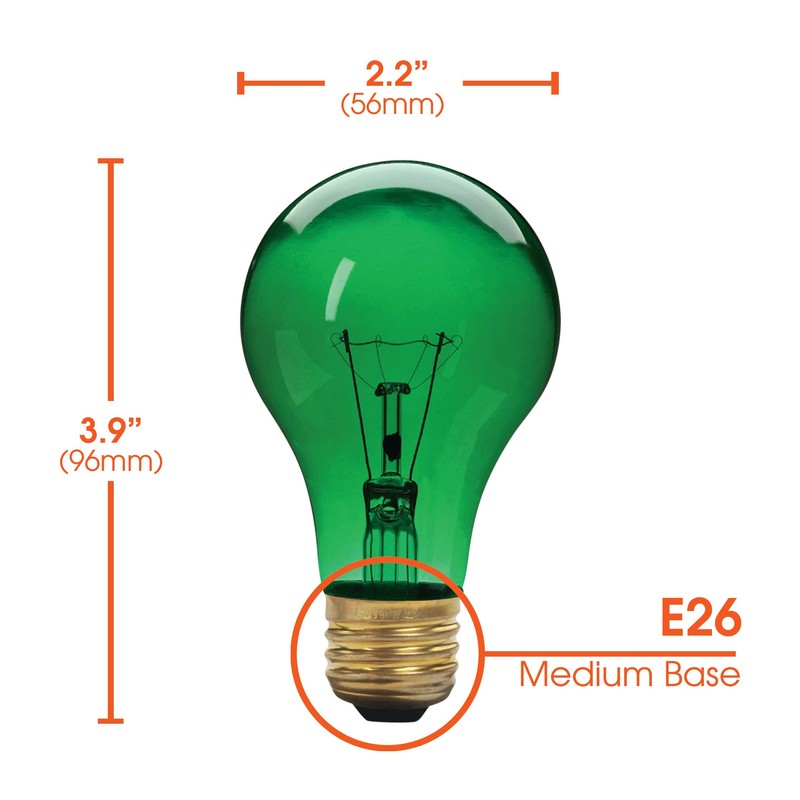 Xtricity A19 Incandescent Colored Light Bulb, 60W, E26 Medium Base,