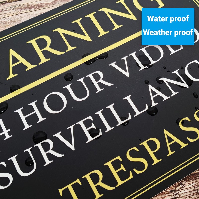 Black And Gold ‘WARNING' '24 HOUR VIDEO SURVEILLANCE’ Warning Sign.