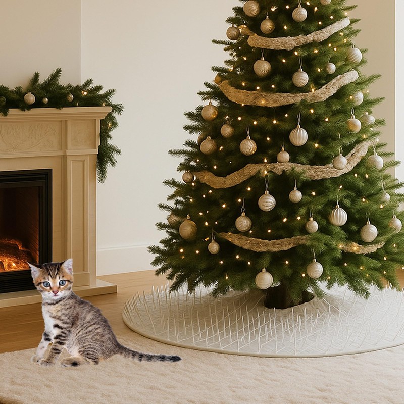 Jetec Christmas Cat Proof Tree Skirt Kit with Soft White