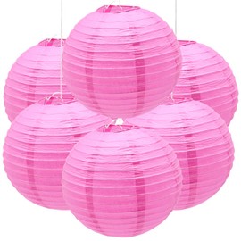 Ruidee Pack of 6 Paper Lanterns Round Lampshade Wedding Party Decoration Paper Lamps for Wedding Party Birthday Decoration (Rose)